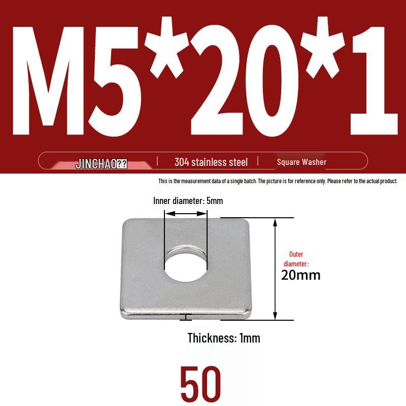 304 Stainless Steel Thickened Square Flat Washer for Curtain Wall (M4-M16)
