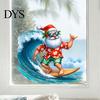 DIY Window Display Stickers Christmas Surfing Santa Claus Static Glass Sticker, Tropical Waterproof PVC Decal for Sunproof Surface Decals Home