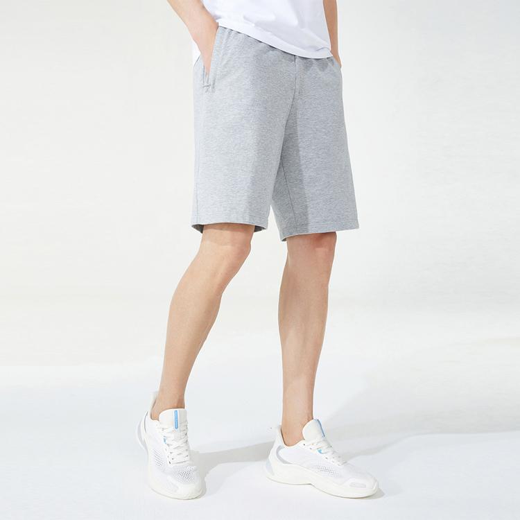 Anta Training Series Solid Color Logo Mid Waist Straight Leg Five Point Shorts Men Shorts Gray 152327318-1