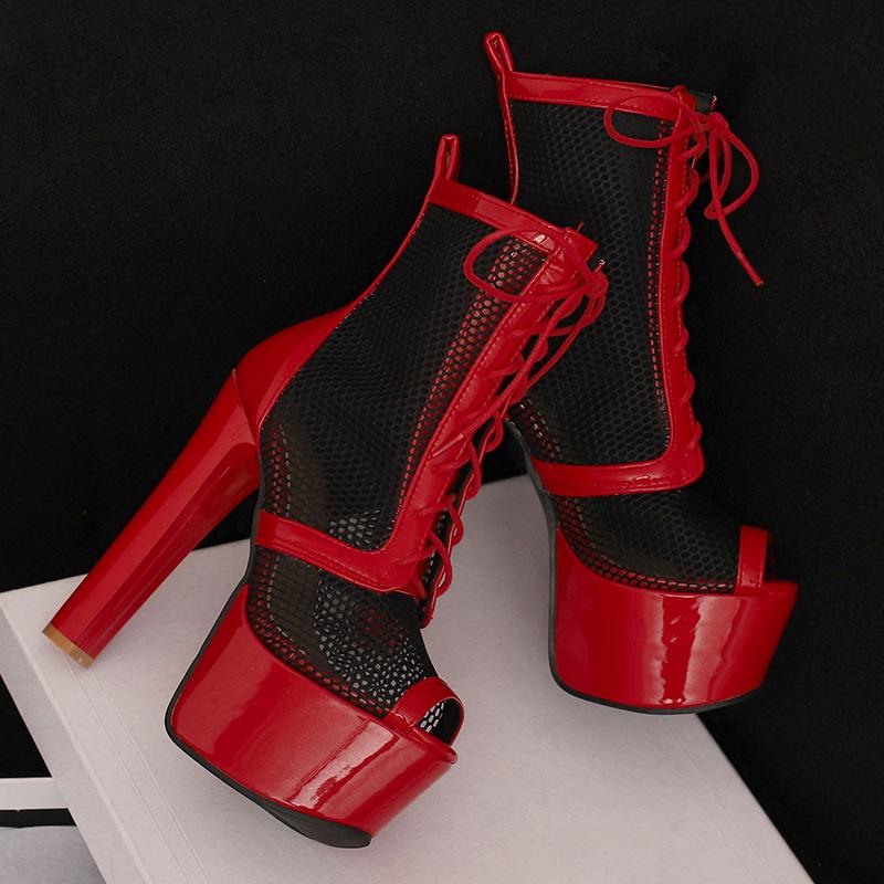 Women's high-heeled sandals sexy European and American style waterproof table thick heel large size hollow fish mouth shoes