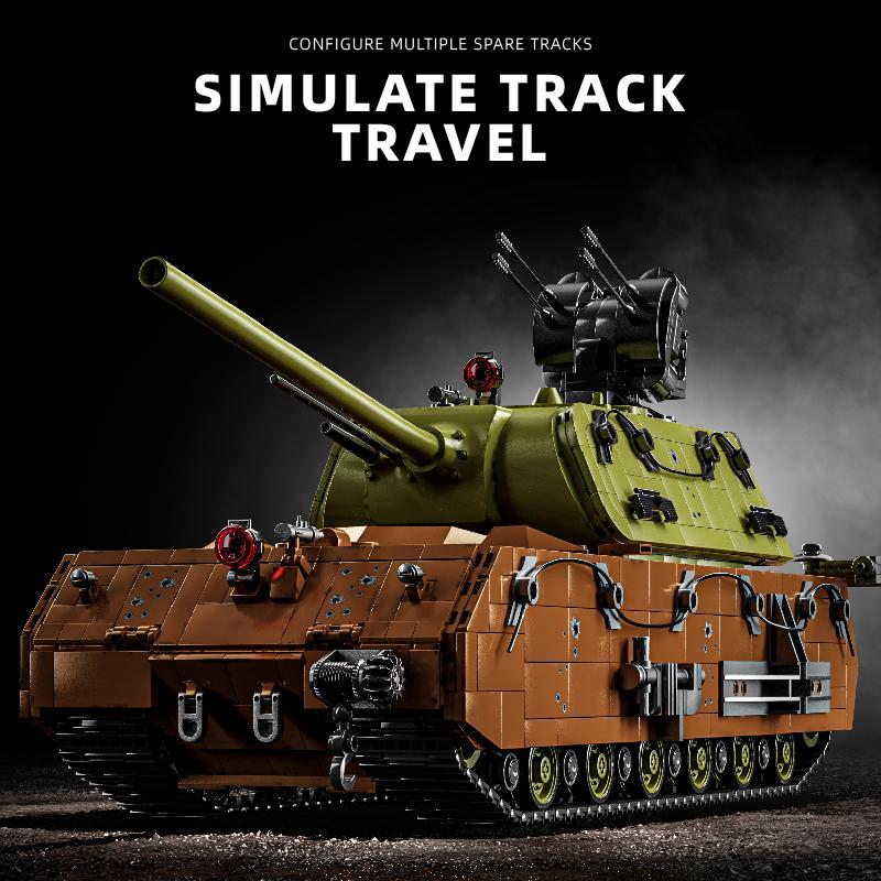 1:28 Obrněných Vozidel Panzer VIII Maus Tanků Stavebnice Válka Vojenské MOC Stavebnicové Sety Dárky k Svátku pro Dospělé 3300+ Dílků