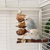Handmade Parrot Toy Made of Corn Husk, Fur, Coconut Shell, Chewable String, Peony Flower, Phoenix Tiger Skin