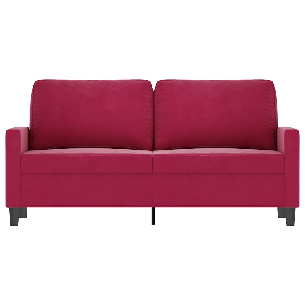 Vidaxl Sofa 2-Osobowa, Winna Czerwień, 140 Cm, Tapicerowana Aksamitem