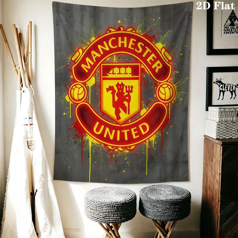 Man Utd F Wall Hanging Printed Fabric Blanket Decorative Tapestries for Bedroom Living Room Home Decor