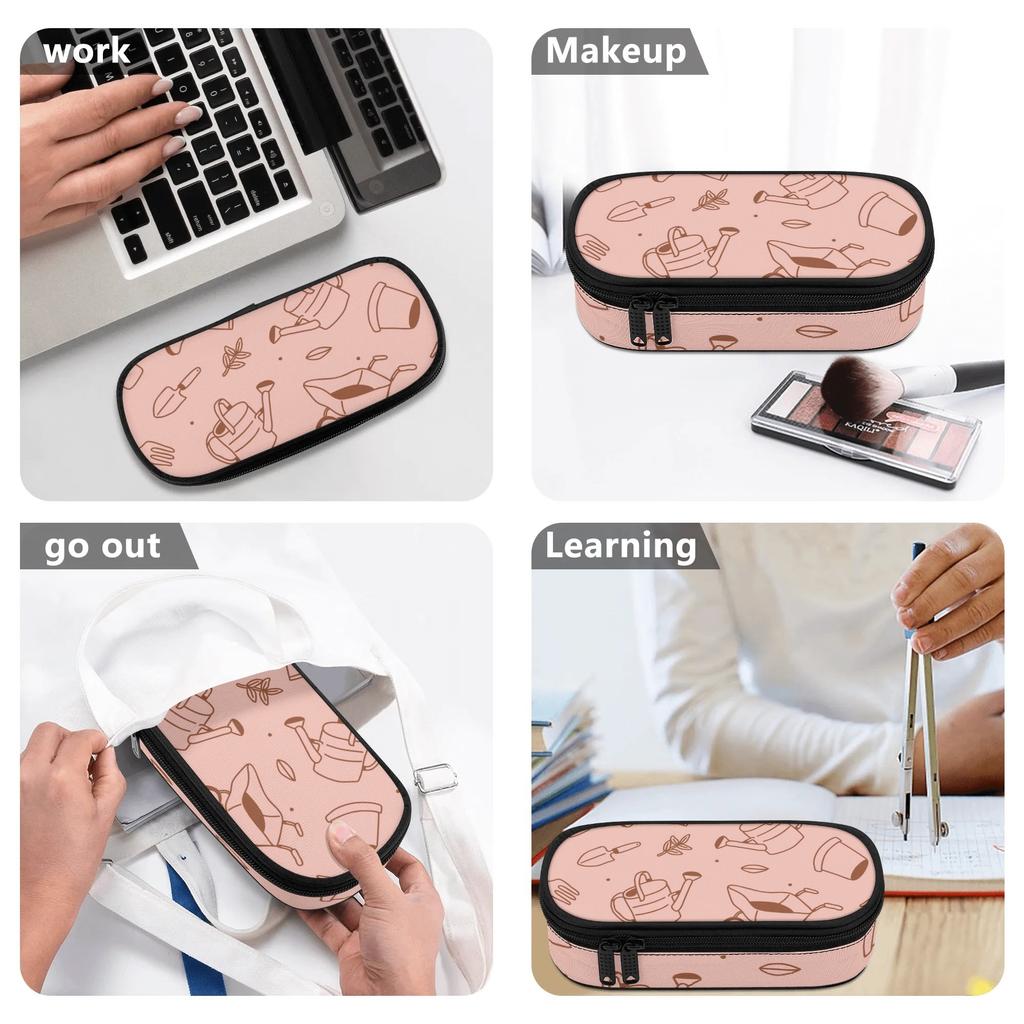 Pencil Case Simple Design Durable 300D Polyester Easy Open Zipper with Mesh Pocket Removable Divider and Pen Slots for Students