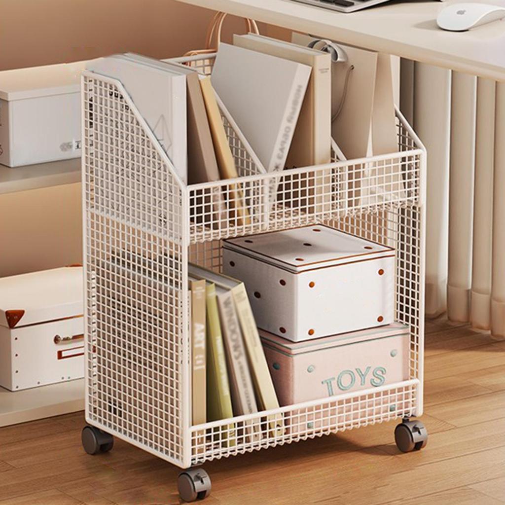 Rolling Book Cart Holder Trolley Sturdy Toys Handbag Organization Multifunctional for Kids Room Bathroom Office Bedroom Dorm