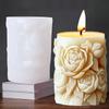 DIY Peony Flower Relief Cylindrical Candle Silicone Mold Rose Relief Resin Mould Flower Plant Mother's Day Gift Gypsum Molds