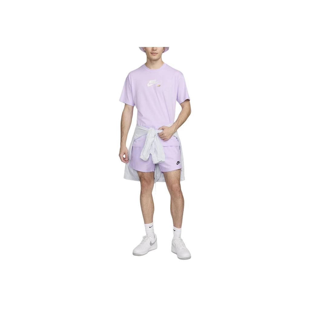 Nike Max90 Logo Crew Neck Повседневный пуловер с коротким рукавом Футболка Мужские топы Туманно-фиолетовый FV4048-511