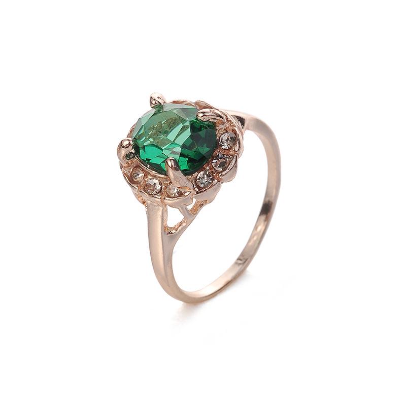 European-American Fashion Oval Crystal Gemstone Ring Size 13