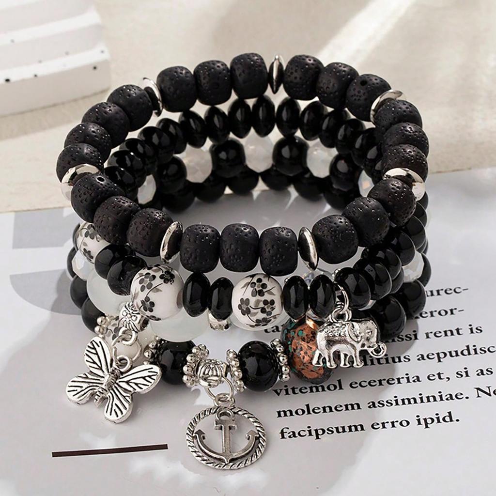 Böhmisch Chinesischer Stil Schmetterling Baby Elefant Anker Mehrschichtig Perlenarmband Damen