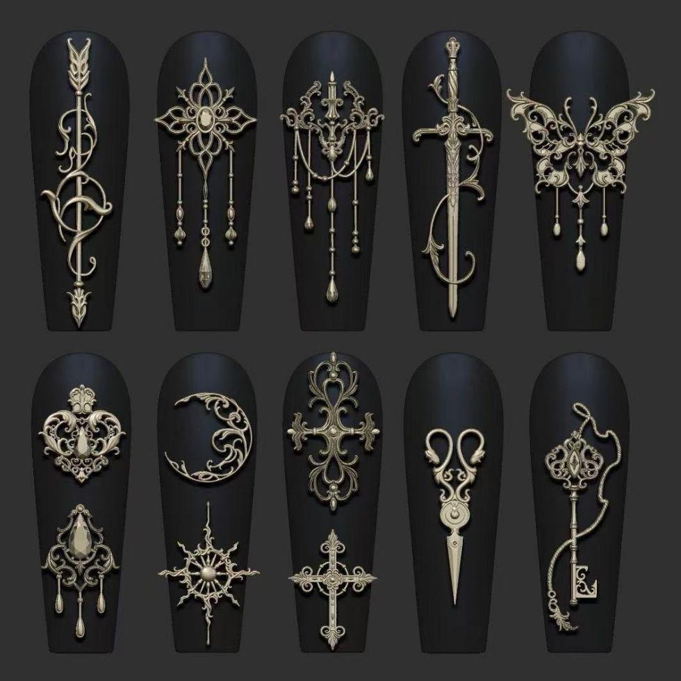 

European Baroque Silicone Nail Art Mold with Exquisite Floral Design and High Transparency Baroque Embossed Mold C650