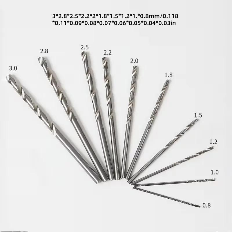1/11pcs, 0.8-3.0mm Mini Hand Drill Wood work Tools Drilling Tool Manual Twist Drill Bits Jewelry Make Resin Drilling Model Craft