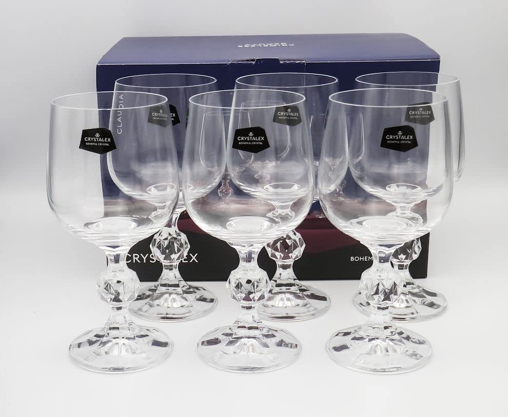 

Bohemian Glass Claudia Wine Glasses, Set of 6, 40149-230-6, Dishwasher Safe, Crystallex