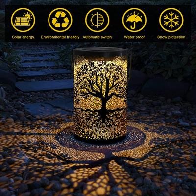 Nuova energia solare Arte del ferro Lampada da proiezione per albero della vita Lampada da giardino per esterni Lampada da inserimento per prato Famiglia Cortile Illuminazione paesaggistica Decorazione natalizia