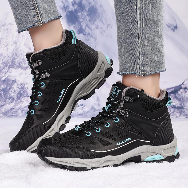 Outdoor hiking shoes waterproof and non-slip hiking shoes high-top shoes warm cotton shoes velvet Northeast snow boots