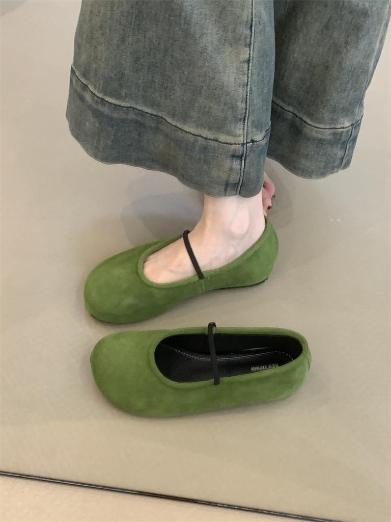 Vintage Mary Jane Shoes Women's 2025 Summer New Mori Women's Literary Matte Cute Round Head Shallow Mouth Beanie Shoes