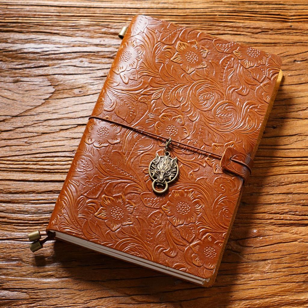 2026 Retro Carved Cowhide Travel Notepad Handmade Notebook Stationery Handbook Creative Diary