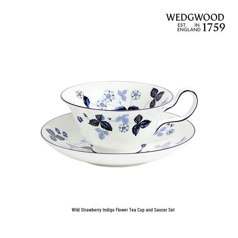 

Wedgwood Wild Strawberry Ink Blue Floral Tea Cup & Saucer