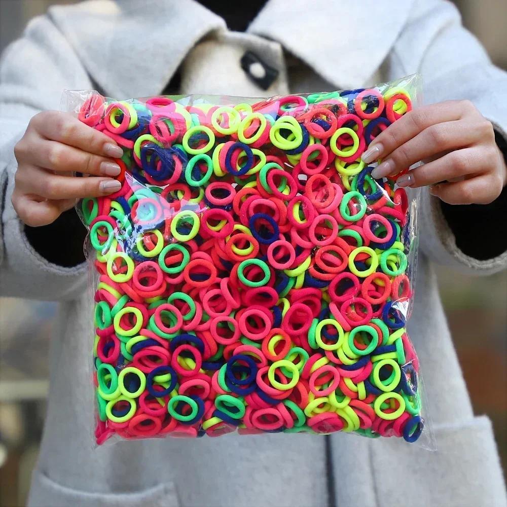 100/200 Pezzi Elastici Colorati in Nylon per Capelli da Donna e Ragazza, Elastici per Coda di Cavallo, Piccolo Elastico per Capelli, Elastici di Gomma, Scrunchie, Accessori per Capelli