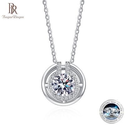 Trendy Damen Moissanit Halskette 1 Karat VVS D Farbe Labordiamant 8H8A Schliff Elegant S925 Sterling Silber Schmuck Geschenk