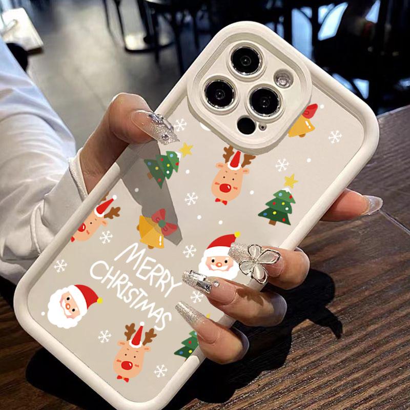 Christmas Tree and Santa Claus Print Phone Case For iPhone 17 16 15 14 13 12 11 Pro Max XS XR 7 8 Plus 16E Shockproof Soft Cover
