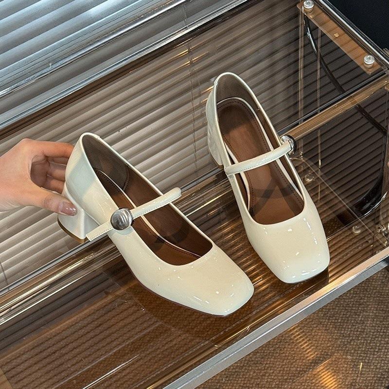 Commuter Square Head Mary Jane Women's Shoes Gentle Thick Heel Shoes
