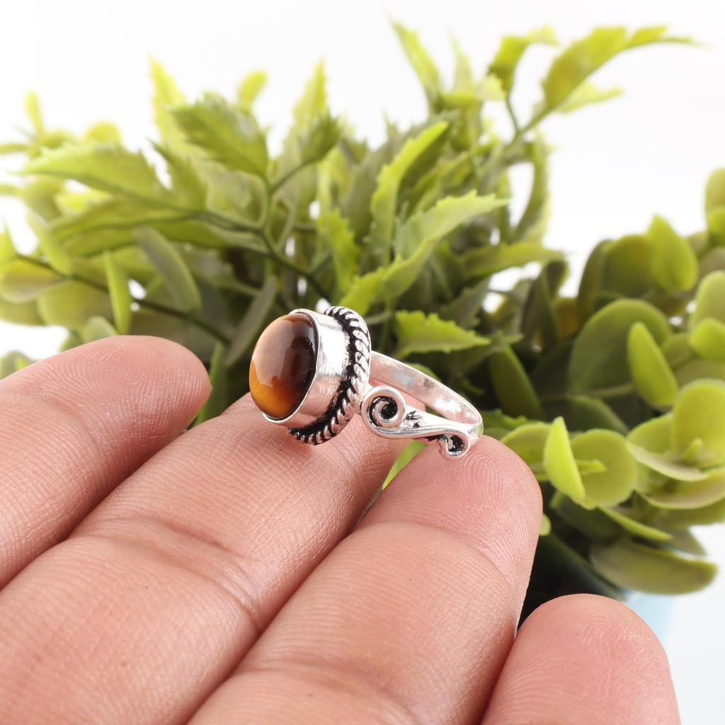 Yellow Tiger's Eye Gemstone Ring Jewelry, 925 Solid Sterling Silver Jewelry, Handmade Ring Gift For Women
