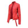 Women's Slim Leather Stand-Up Collar Zipper Stitching Solid Color Jacket