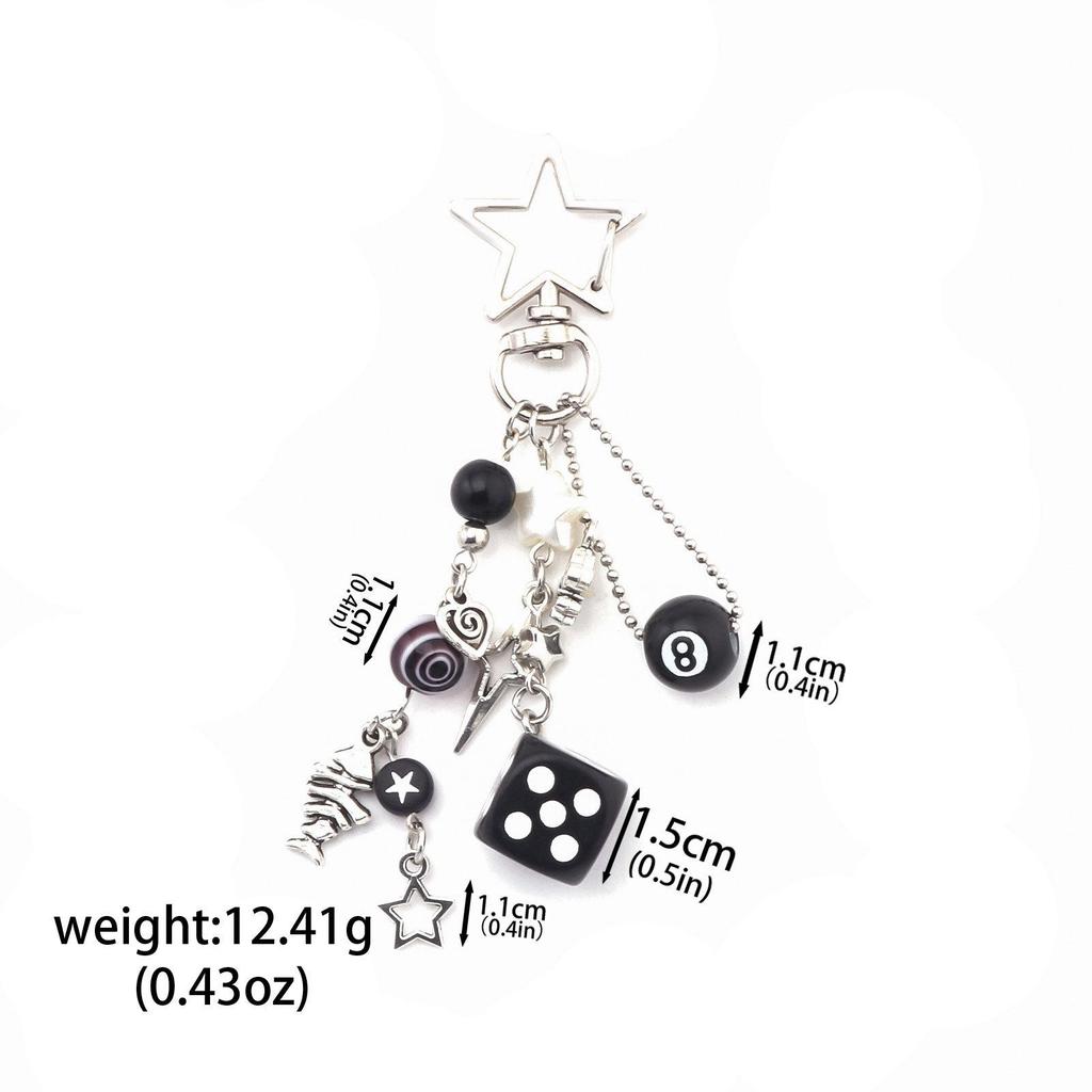 Fashionable Irregular Shape Dice Billiard Bag Pendant Metal Keychain - Hot Selling
