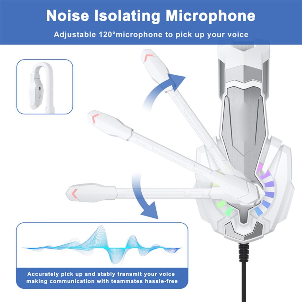 3.5mm Gaming Headset with Noise Isolating Microphone, Over Ear Game Headset, LED Light, Volume