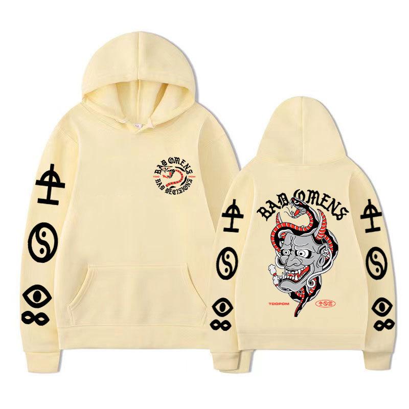 Bad Omens Tour Concert Hoodie Rock Band Hip Hop Punk Hoodie Vintage Unisex Men Vintage Graphic Tops Oversize Clothing
