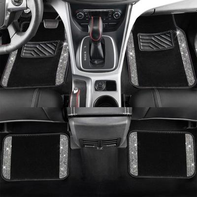 Rhinestone Floor Mats For Cars Shining Car Floor Mats Water Resistant Anti-Slip Car Front And Rear Mats For Sedan