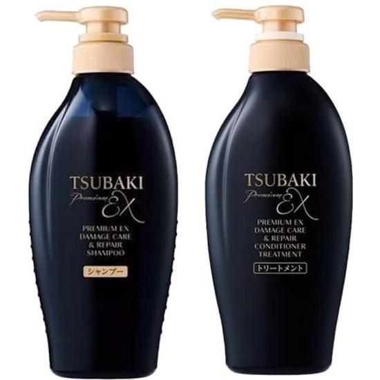 Set Purchase TSUBAKI Premium EX Intensive Repair Shampoo Treatment Conditioner (450ml + 450ml) Damage Care Ion Shiny Hair Black