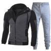 Men's Tracksuit 2Pcs Set Patchwork Color Hooded Jacket  Sweatpants Casual Sportswear Zipper Hoodie Jogger Pants For Men Daily Running Training