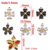 2Pcs Fashion Black White Heart Flower Earrings Charms Golden Plated Stainless Steel Zirconia Petal Pendant Necklace DIY Findings