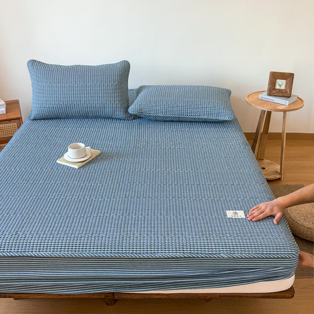 Sleeping grid all cotton color woven washed cotton grid sandwiched cotton bedding sheet