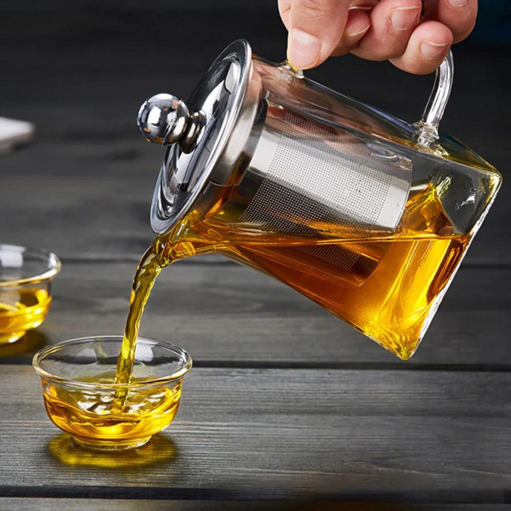 Heat Resistant Glass Teapot With Infuser Tea Kettle Tea Set Samovar Teaware For Loose Tea Home Kitchen Dining Bar