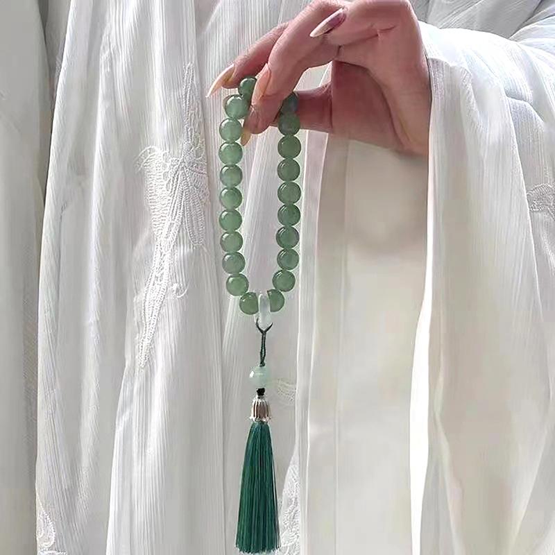 Bransoletka z frędzlem 12 mm w stylu starożytnym, ręcznie skręcane koraliki, łańcuszek z koralików, buddyjski tybetański różaniec, zawieszki, biżuteria, prezent