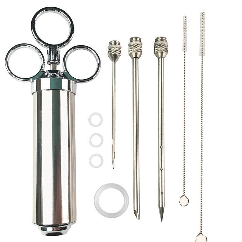 

1Set Stainless Steel Seasoning Syringe, Barbecue Syringe, Marinade Meat Syringe Kit