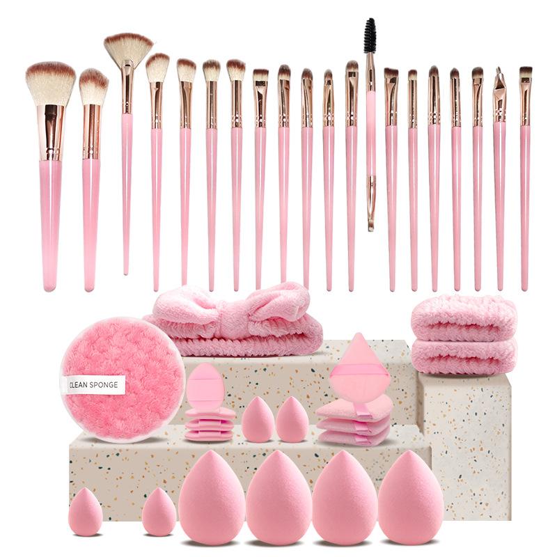 Premium 49-Piece Makeup Brushes Set Synthetic Bristles Wood Handles Travel-Friendly Face Eyes Application Includes 30 Brushes +