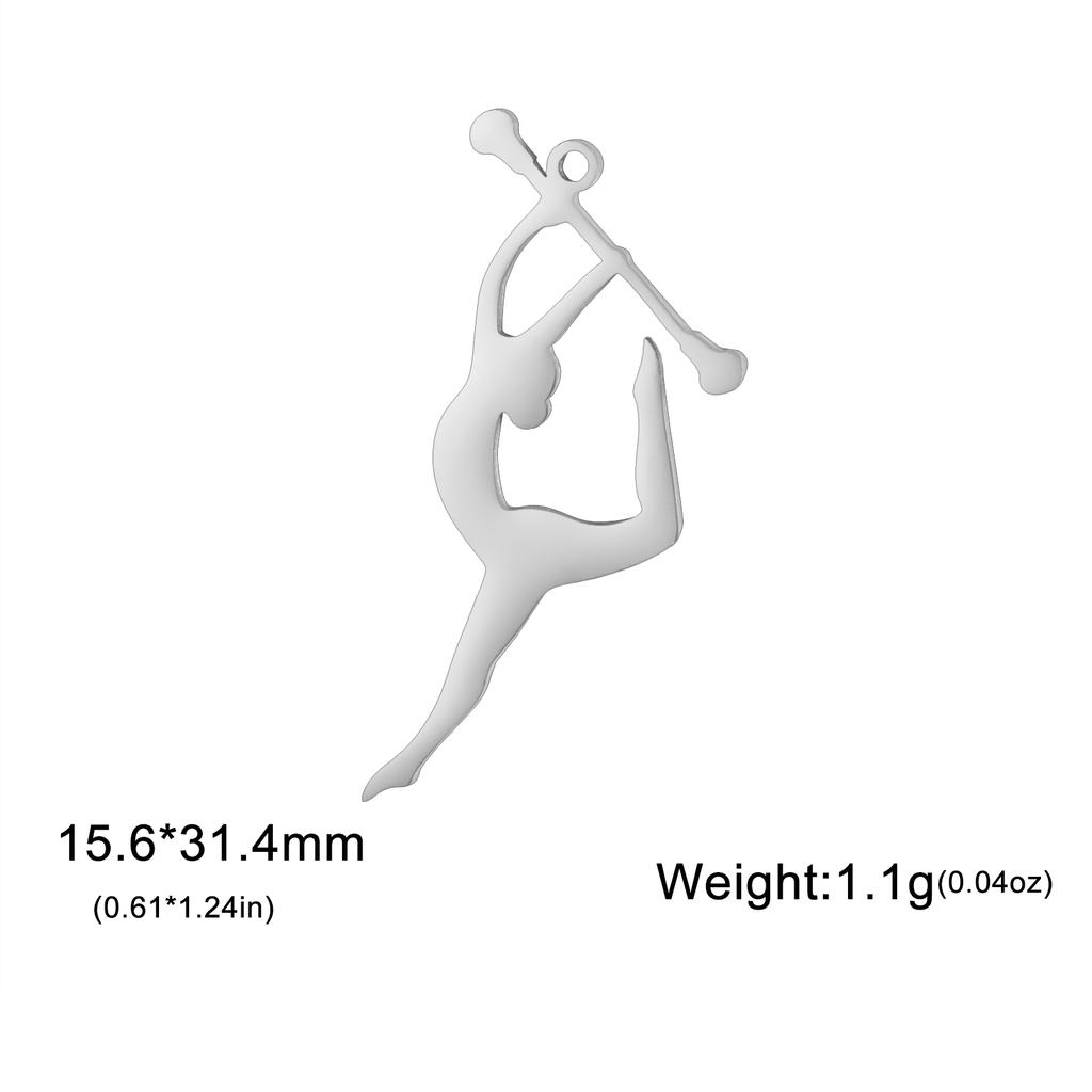 Teamer 5pcs/lot DIY Gymnast Sporter Charms Stainless Steel Gymnastics Dancer for Necklcae Bracelets Keychain Jewelry Making Gift