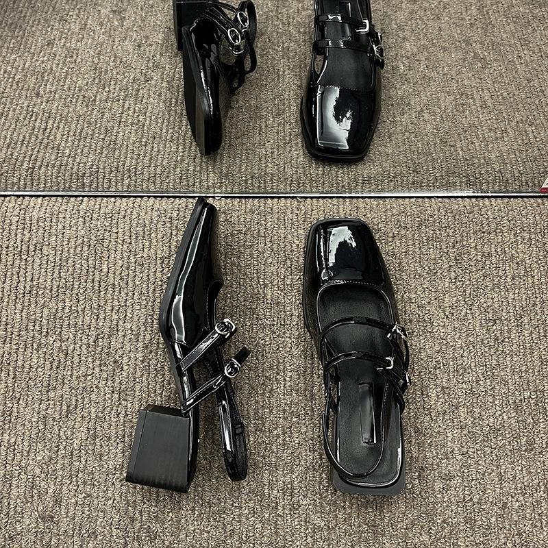 

French word with women s thick heel single shoes summer new fairy style gentle shoes versatile bag head wedge sandals 35 чёрный