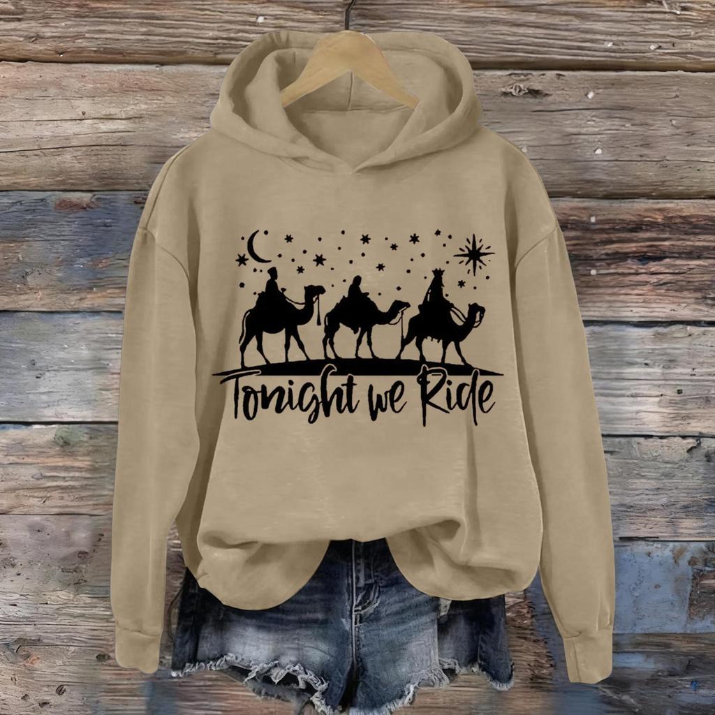 Damen Kapuzenpullover mit Aufdruck, lässig, langärmelig