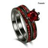 Fashion Couple Rings Romantic Red Rhinestones CZ Women Rings Set Trendy Men Stainless Steel Zirconia Ring Wedding Band