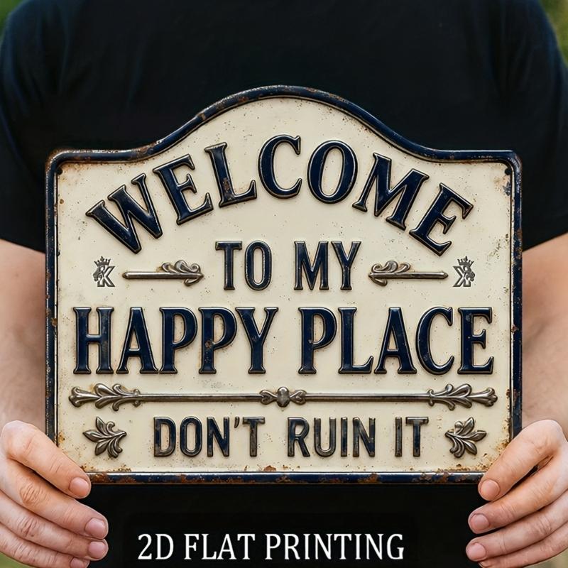 Welcome To Happy Place Sign Wall Decors Welcome Sign For Front Door Wooden Hanging Wall Decors Bedroom Home Decors