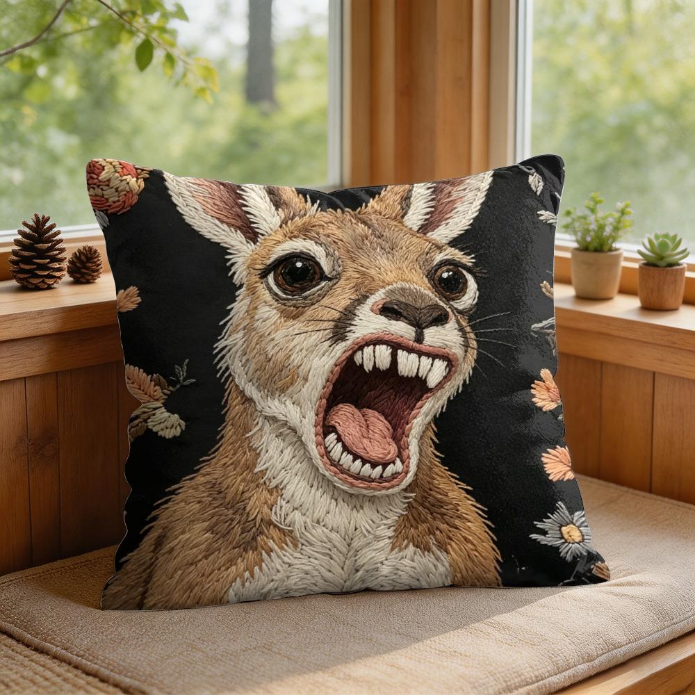 2D Scream Animals Retro Kissenbezug Seidiger Kurzer Plüsch Unsichtbarer Reißverschluss Staubdicht Sofakissenbezug Für Heimdekoration