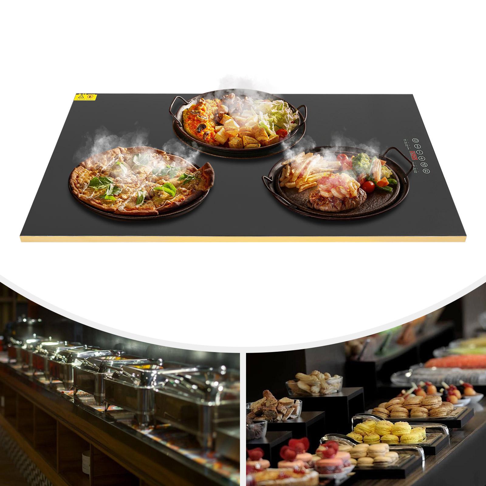 

Tempered Glass Food Warmer Plate,110V Black Food Warming Tray with Smart Display Tabletop 80*45cm for Ceramic Plates чёрный