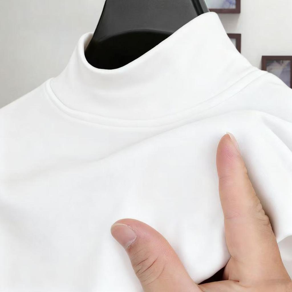 Men's Plush And Thick Warm Long,sleeved T,shirt Winter Half,high Collar Bottoming Shirt