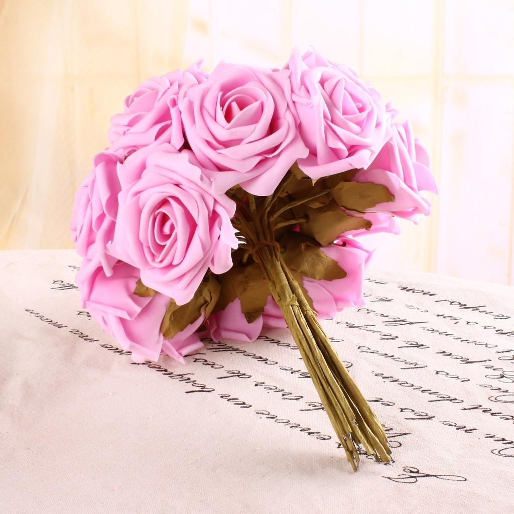 10pcs Bride Bouquet Artificial PE Foam Rose Flowers For Scrapbooking ...
