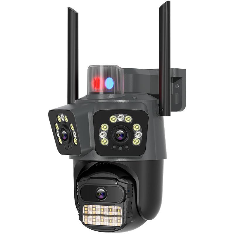 Wireless PTZ Camera with Triple Lens & Screen for Home Network Monitoring